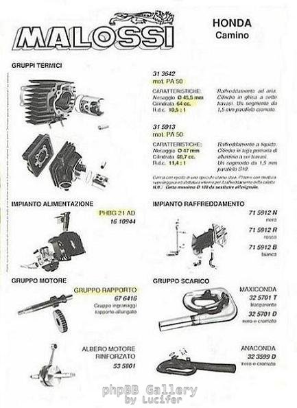 Malossi camino parts